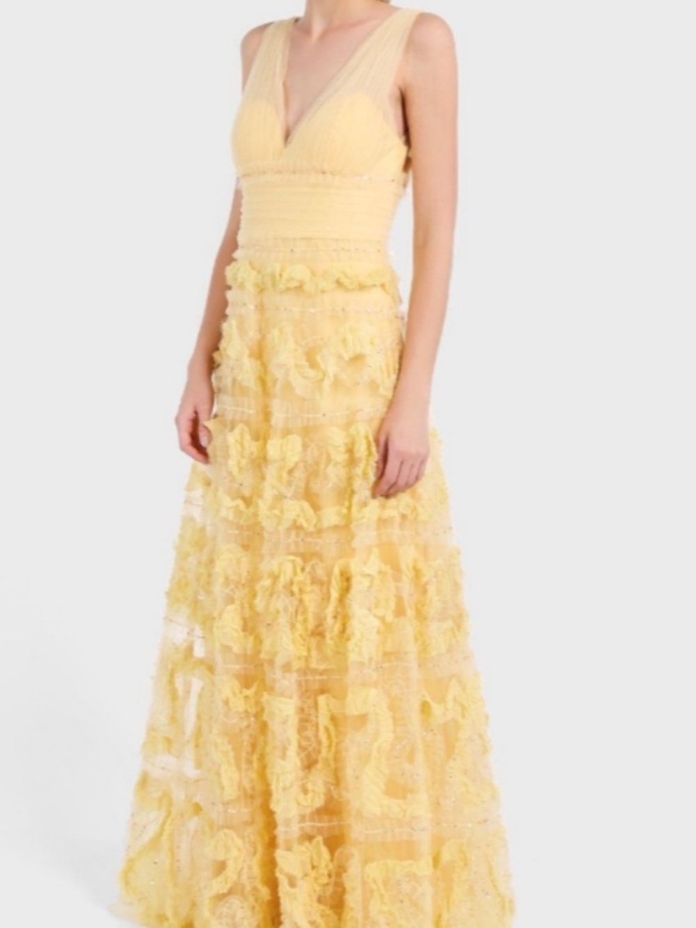 Marchesa Notte Fil Coupé-Trimmed Tulle Sleeveless Gown